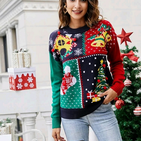 Christmas Pattern Drop Shoulder Sweater - Picture 4 of 5